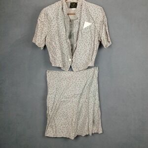 Vintage Victoria Ashley 2 Piece Skirt‎ Set Womens 13 Brown Floral Pleated Career
